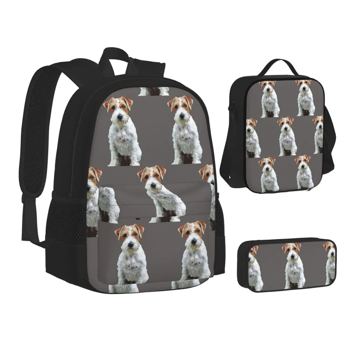 Dog Jack Russell Terrier Rough Coat Backpacks Boys Girls Bookbag School Bags Children Rucksack Lunch Bag Pen Bag Three-Piece Set
Dog Jack Russell Terrier Rough Coat Backpacks Boys Girls Bookbag School Bags Children Rucksack Lunch Bag Pen Bag Three-Piece Set