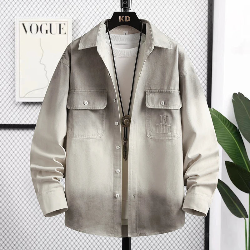 American Casual Loose Fit Long Sleeve Cotton Shirt Men's Spring Autumn Workwear Gradient Color Shirt Fashionable Retro Cool
American Casual Loose Fit Long Sleeve Cotton Shirt Men's Spring Autumn Workwear Gradient Color Shirt Fashionable Retro Cool