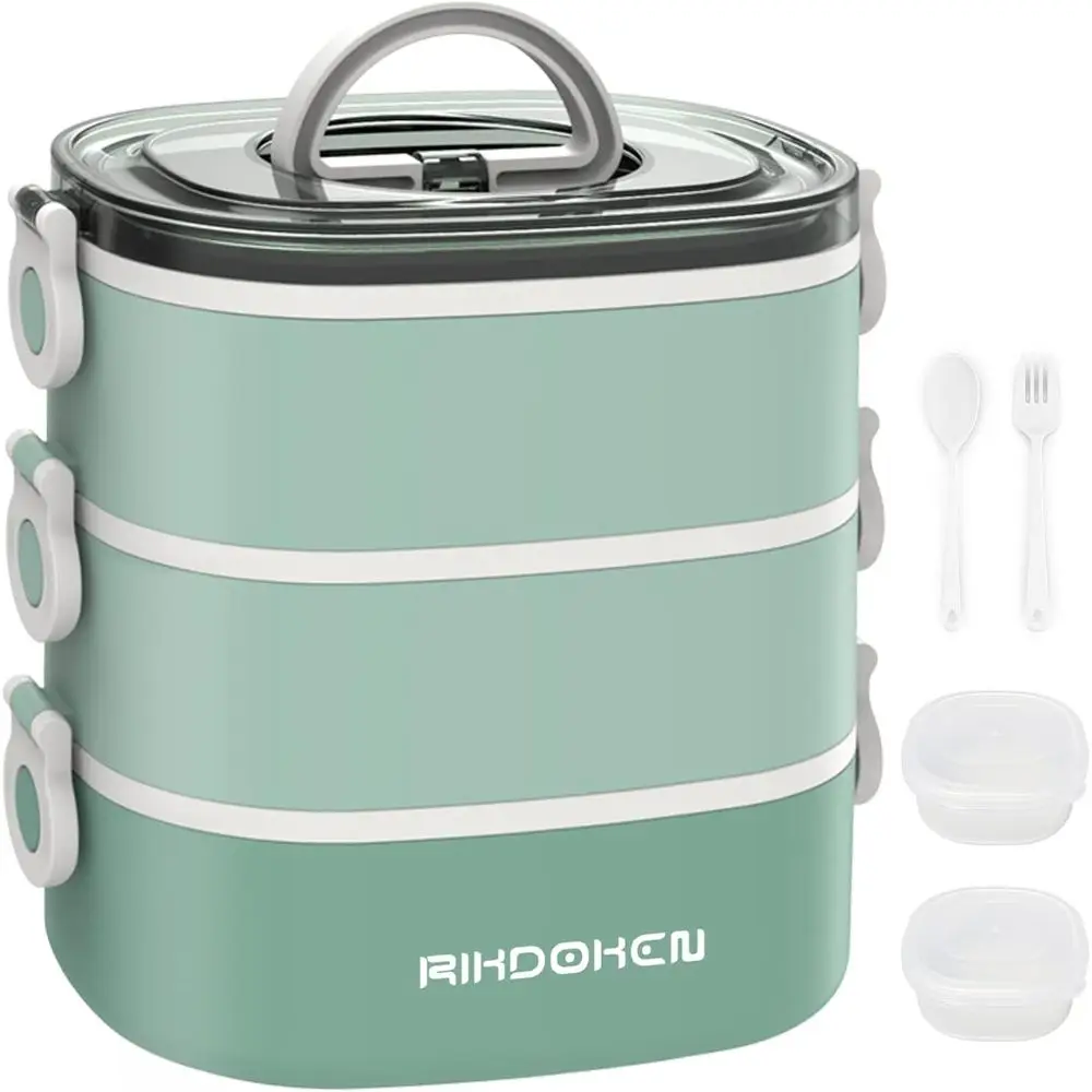 94OZ Large Capacity Stackable 3 Layers Leakproof Bento Lunch Box With Spoon Fork Sauce Boxes Microwave Safe For Kids Adults
94OZ Large Capacity Stackable 3 Layers Leakproof Bento Lunch Box With Spoon Fork Sauce Boxes Microwave Safe For Kids Adults