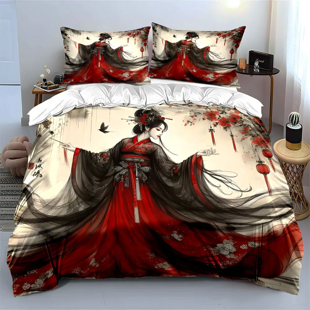 Traditional Asian Art Set Decoration Bedding Set with 1 Duvet Cover 2 Pillowcases Single Double King Queen, Gift
Traditional Asian Art Set Decoration Bedding Set with 1 Duvet Cover 2 Pillowcases Single Double King Queen, Gift