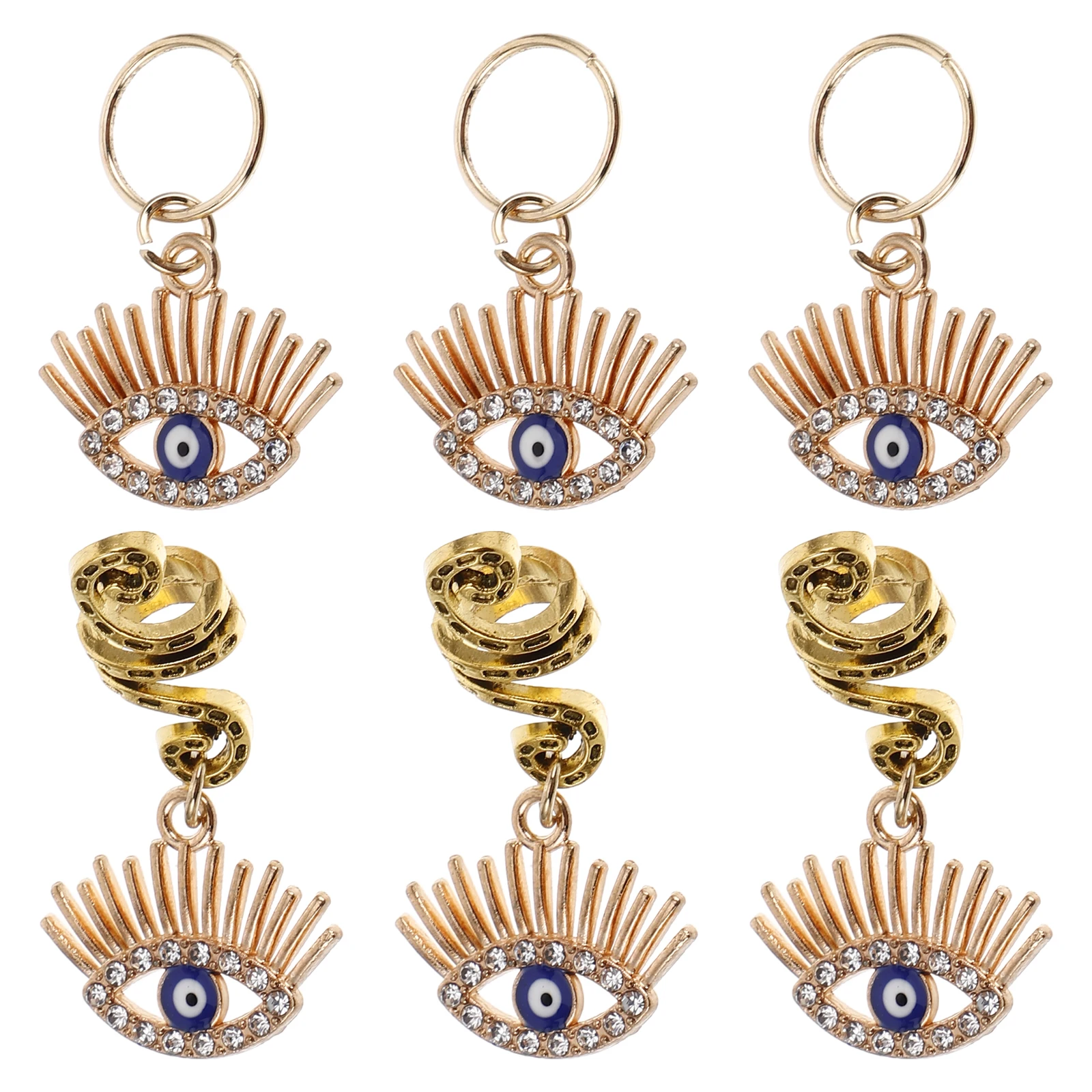 6pcs Snake-Shaped Braid Ring Metal Evil Eye Charms Accessories For Dreadlock Festival Party Gold Plated Funky Hair Beads
6pcs Snake-Shaped Braid Ring Metal Evil Eye Charms Accessories For Dreadlock Festival Party Gold Plated Funky Hair Beads