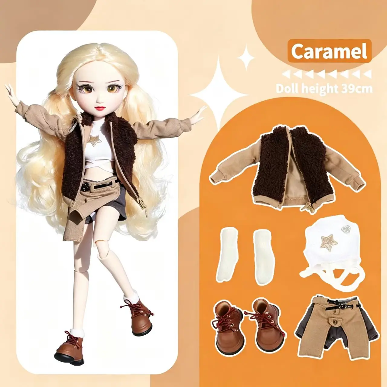 Fashion Doll Original 5-inch BJD Doll: Beiji Dihua'er Cute Art Figure with Articulated Joints and Doll Clothes
Fashion Doll Original 5-inch BJD Doll: Beiji Dihua'er Cute Art Figure with Articulated Joints and Doll Clothes