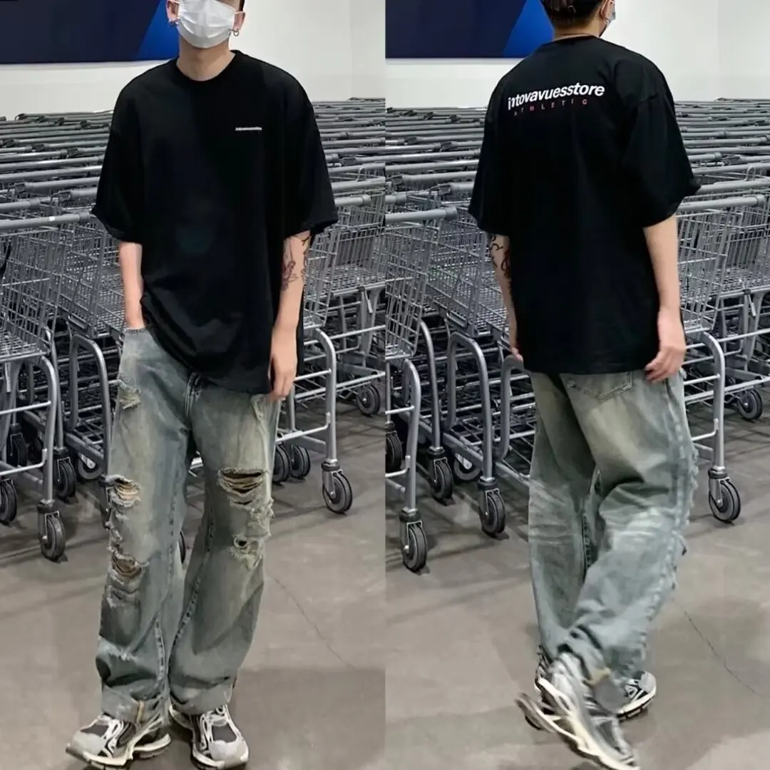 Vibe High Street Vintage Waed Ripped Hip Hop Jeans Casual Loose Straight Leg Jeans for Men And Women Street Sle Jeans
Vibe High Street Vintage Waed Ripped Hip Hop Jeans Casual Loose Straight Leg Jeans for Men And Women Street Sle Jeans