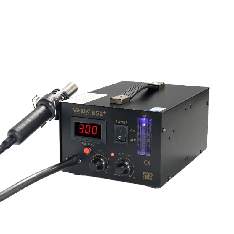 YIHUA 852+ Wind Speed Ball Mobile Phone BGA Professional Soldering Desoldering Hot Air Handle Rework Soldering Station
YIHUA 852+ Wind Speed Ball Mobile Phone BGA Professional Soldering Desoldering Hot Air Handle Rework Soldering Station