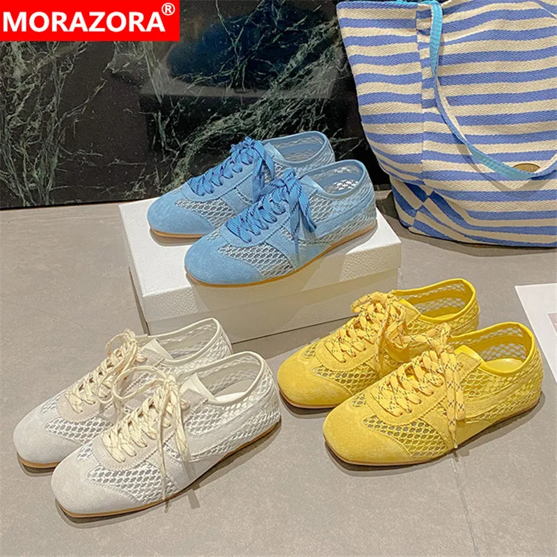 MORAZORA INS Brand Suede Leather Women Sneakers Cross-Tied Mesh Breathable Hollow Flat Shoes Summer Sweet Casual Shoes Footwear
MORAZORA INS Brand Suede Leather Women Sneakers Cross-Tied Mesh Breathable Hollow Flat Shoes Summer Sweet Casual Shoes Footwear