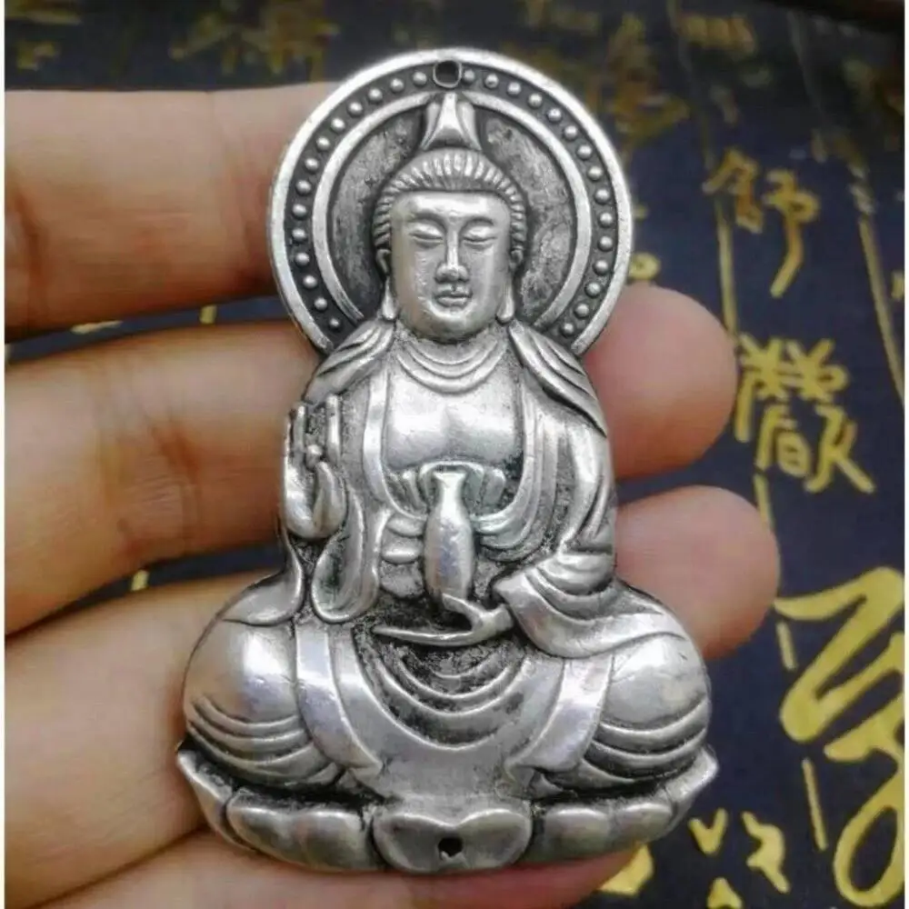 China Exquisite Tibet Silver Carving Guanyin Bodhisattva Pendant Q58
China Exquisite Tibet Silver Carving Guanyin Bodhisattva Pendant Q58