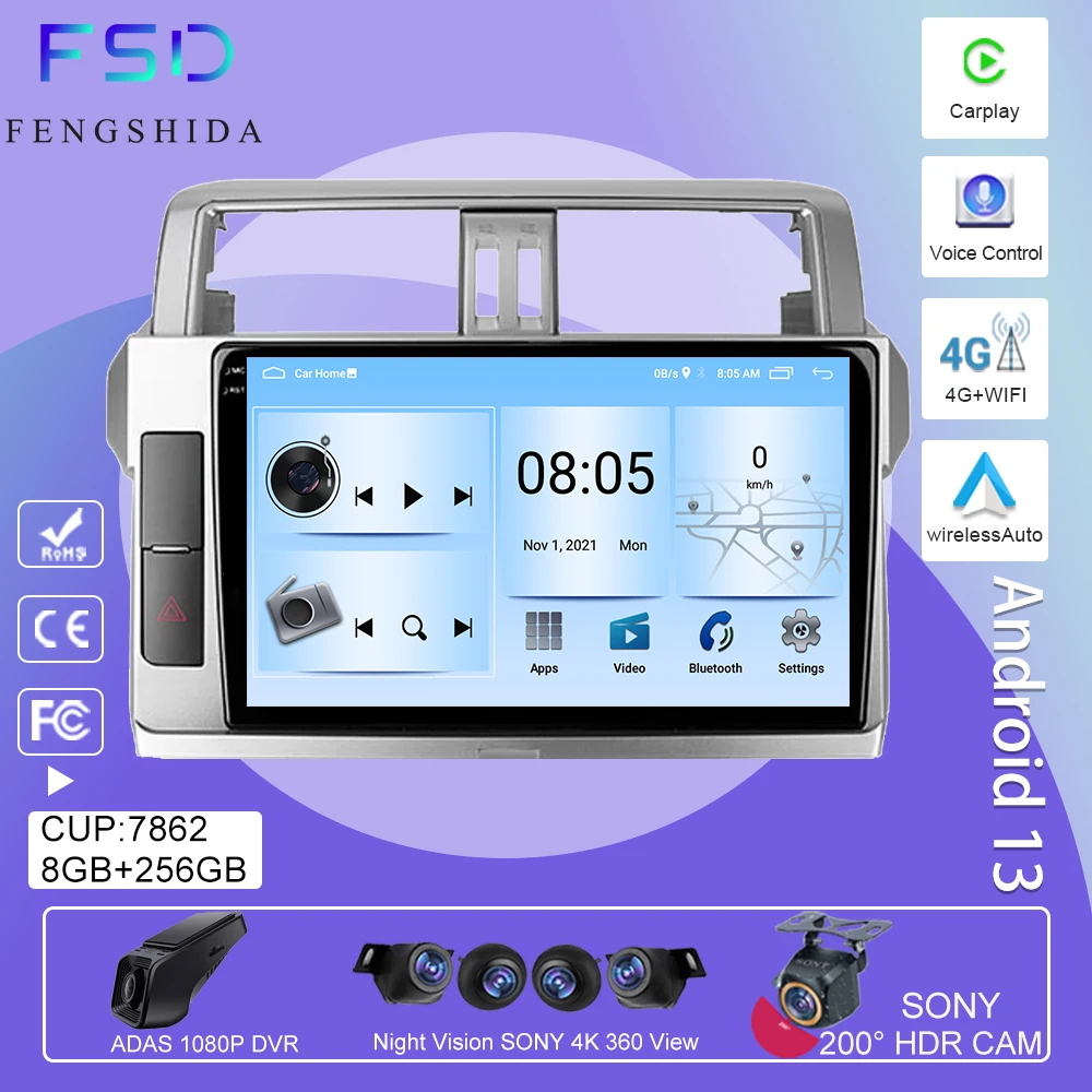 For Toyota Land Cruiser Prado 150 2013 - 2017 GPS Navigation Android Auto Car Radio Multimedia Player Stereo 5G Wifi No 2din DVD
For Toyota Land Cruiser Prado 150 2013 - 2017 GPS Navigation Android Auto Car Radio Multimedia Player Stereo 5G Wifi No 2din DVD