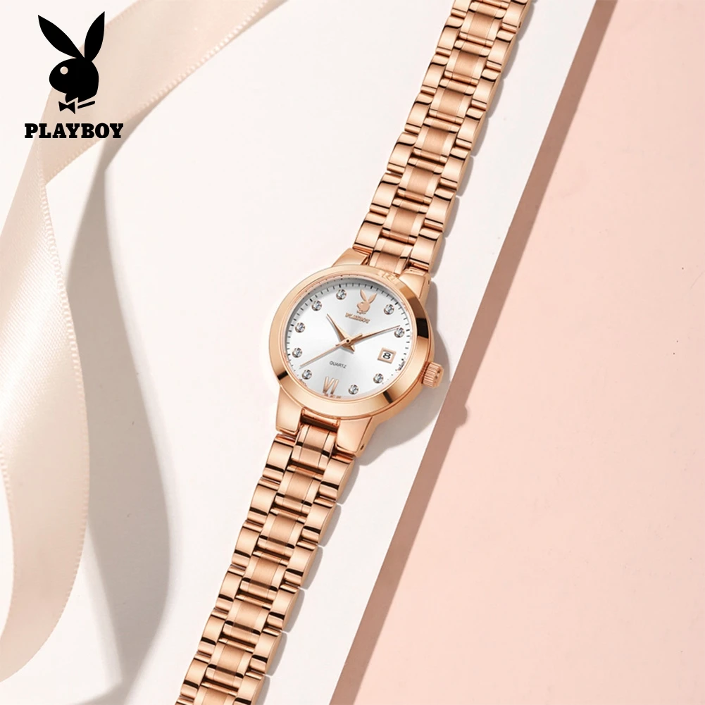 PLAYBOY 3105 Женские часы, элегантные кварцевые часы из нержавеющей стали с дисплеем даты, инкрустированные бриллиантами, водонепроницаемые повседневные наручные часы для женщин
PLAYBOY 3105 Женские часы, элегантные кварцевые часы из нержавеющей стали с дисплеем даты, инкрустированные бриллиантами, водонепроницаемые повседневные наручные часы для женщин