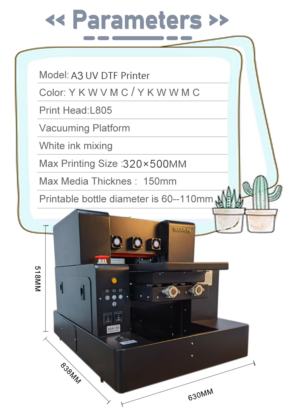 A3 Inkjet UV Flatbed Printer for Multi-materials Badge Bottle Phone case Wood Metal Glass Printing Machine
A3 Inkjet UV Flatbed Printer for Multi-materials Badge Bottle Phone case Wood Metal Glass Printing Machine