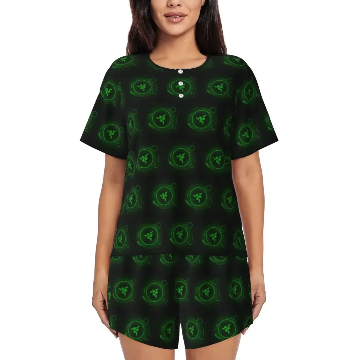 Razer Coasters Round Neck Short Sleeve Nightgowns for Sleeping Sleepshirts Women Loose Pajama Set Short Pants
Razer Coasters Round Neck Short Sleeve Nightgowns for Sleeping Sleepshirts Women Loose Pajama Set Short Pants