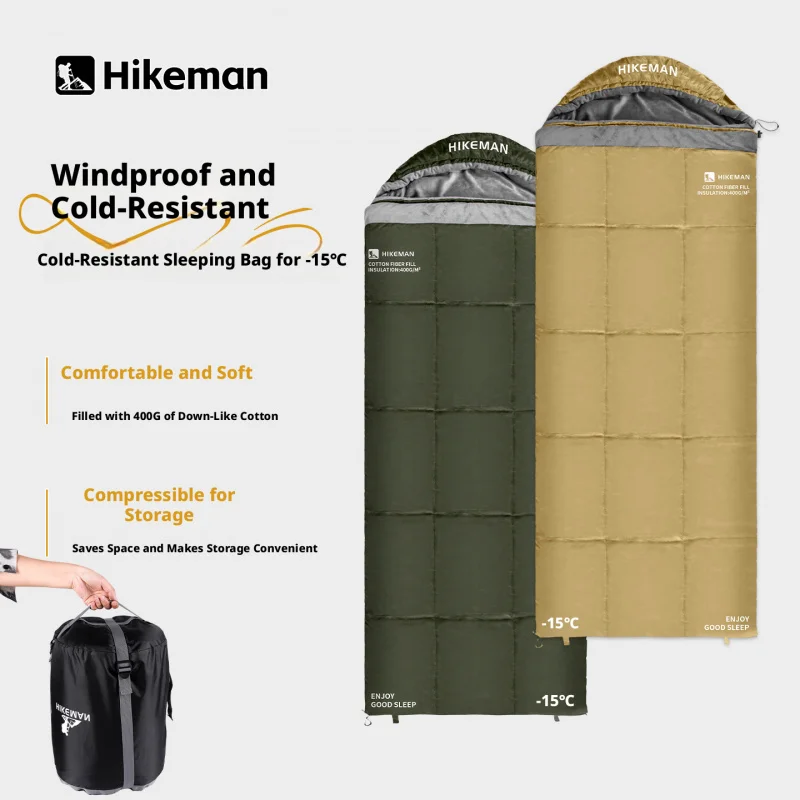 hikeman Outdoor camping sleeping bag adults winter thickened cold-proof single or double person portable down sleeping bag nap
hikeman Outdoor camping sleeping bag adults winter thickened cold-proof single or double person portable down sleeping bag nap