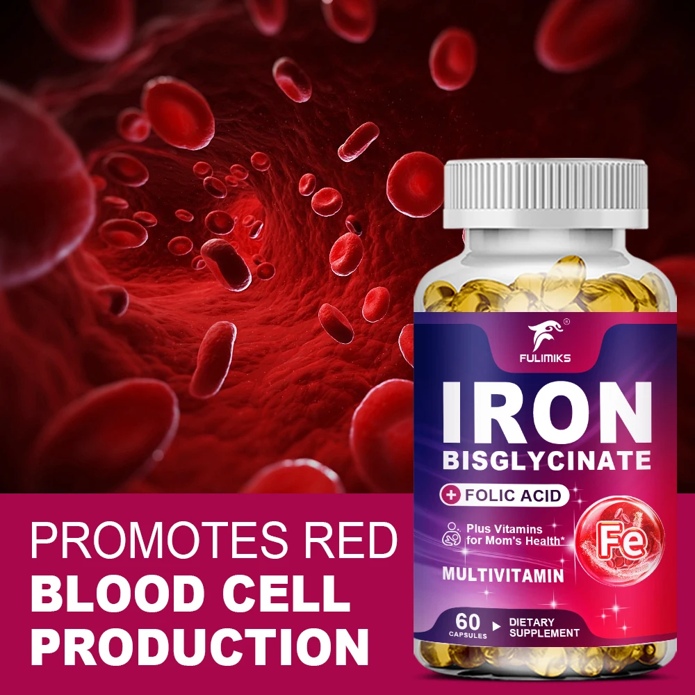 Iron Bisglycinate Capsules, with Folic Acid, B12, CoQ10 & Black Pepper, Supports Healthy Iron Levels & Prenatal Pregnancy Health
Iron Bisglycinate Capsules, with Folic Acid, B12, CoQ10 & Black Pepper, Supports Healthy Iron Levels & Prenatal Pregnancy Health