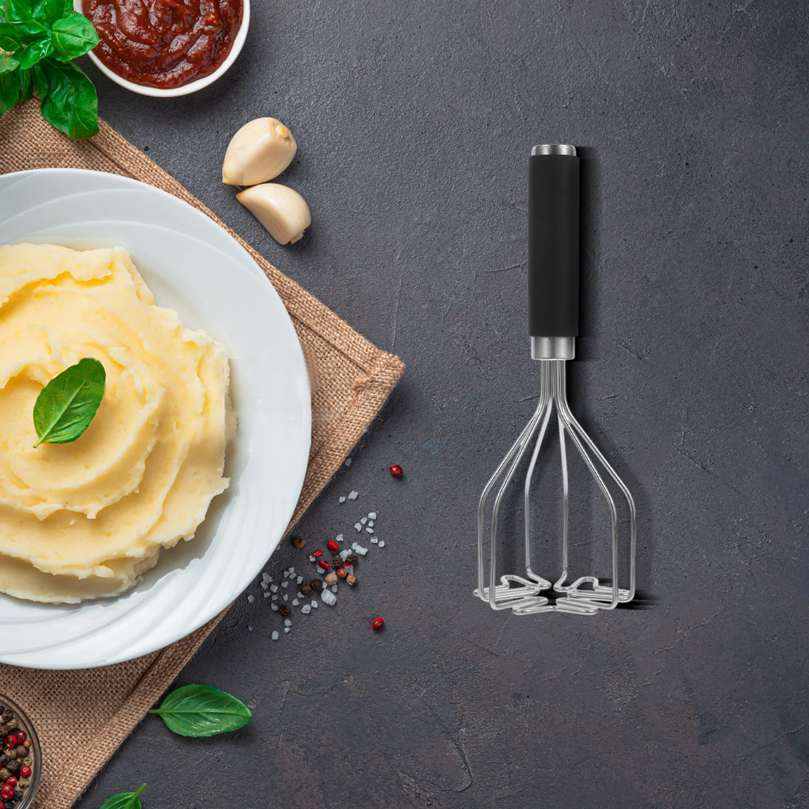 Ergonomic Non Scratch Potato Masher Tool for Home and Professional Kitchens Mashes Potatoes Fruits Beans Easily
Ergonomic Non Scratch Potato Masher Tool for Home and Professional Kitchens Mashes Potatoes Fruits Beans Easily