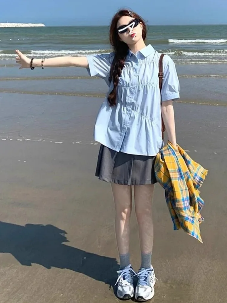 Sexy School Uniform Shirt Collar Single Button Pleated Top And Skirt Set Women's High-End Feeling Short Pleated Skirt Two-Pie...
Sexy School Uniform Shirt Collar Single Button Pleated Top And Skirt Set Women's High-End Feeling Short Pleated Skirt Two-Pie...