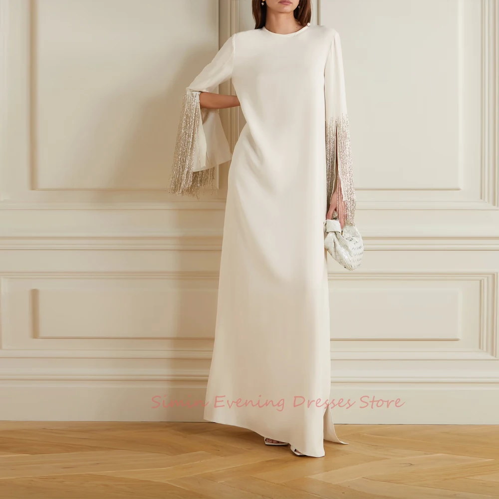 Beaded Simple Straight Crepe O-Neck Zipper-Up Long-Sleeves Floor-Length Saudi Arab Evening Elegant Party dresses for women 2024
Beaded Simple Straight Crepe O-Neck Zipper-Up Long-Sleeves Floor-Length Saudi Arab Evening Elegant Party dresses for women 2024