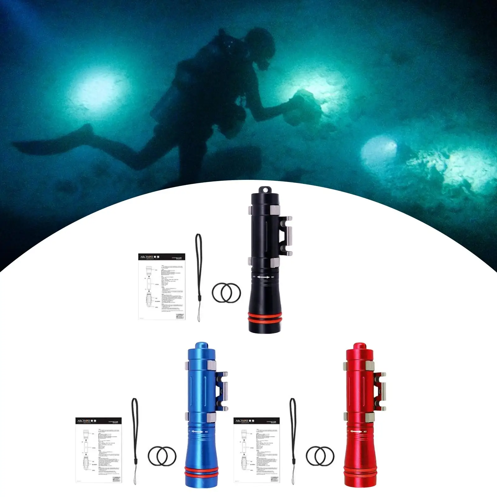 Diving Flashlight Underwater Light for Scuba Diving Deep Sea Cave Climbing
Diving Flashlight Underwater Light for Scuba Diving Deep Sea Cave Climbing