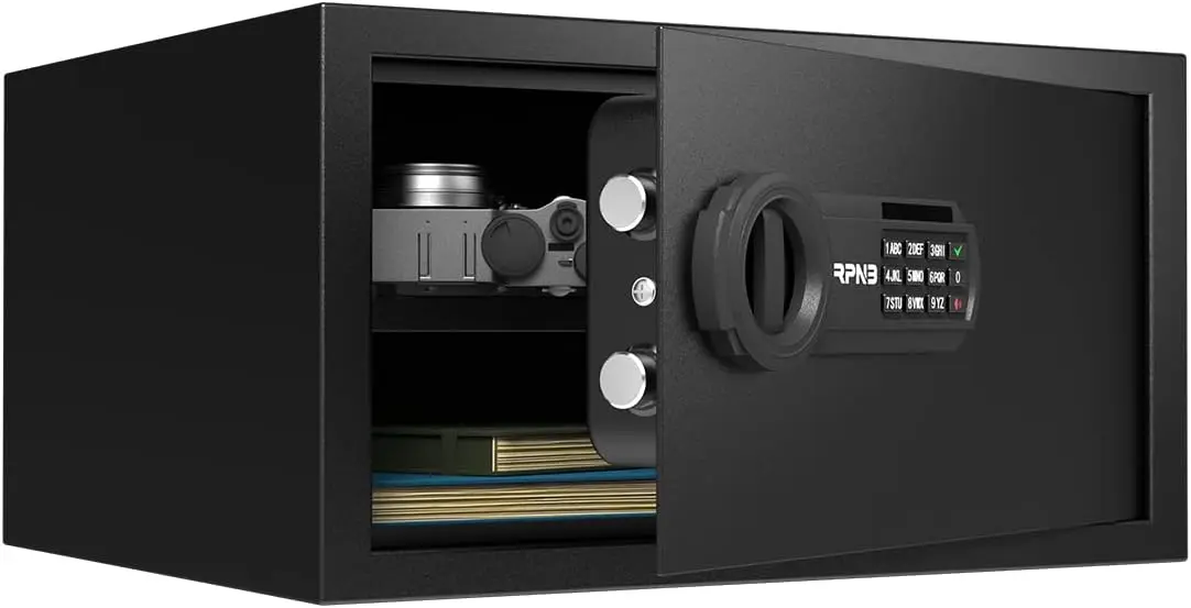 Digital Keypad Safe Box with Steel Alloy Construction for Home Office Hotel Jewelry Cash Storage, 1.0 Cubic Feet
Digital Keypad Safe Box with Steel Alloy Construction for Home Office Hotel Jewelry Cash Storage, 1.0 Cubic Feet