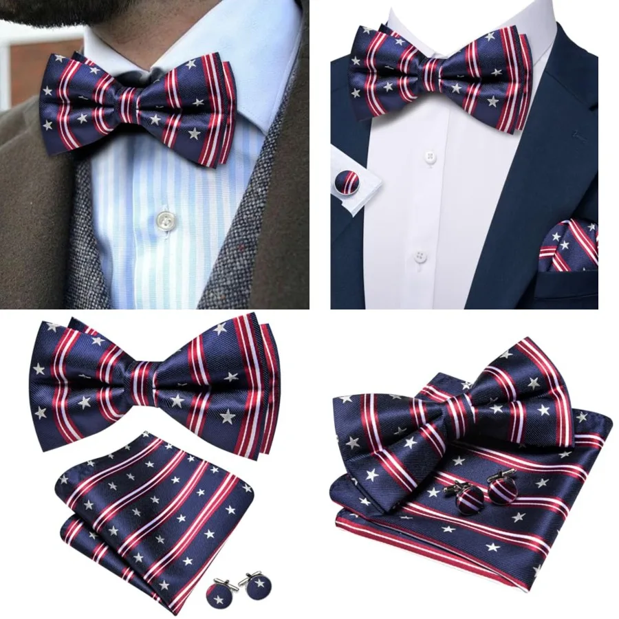 Paisley Striped Men Bow Tie Pre-Tied Formal Adjustable Colorful Bowties Handkerchief Cufflinks Set Wedding Party, American Flag
Paisley Striped Men Bow Tie Pre-Tied Formal Adjustable Colorful Bowties Handkerchief Cufflinks Set Wedding Party, American Flag