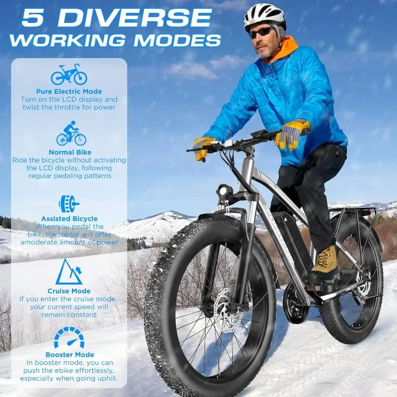 Funhang 26 Inch Fat Tire Electric Mountain Bike 1000W Peak Motor 48V13AH Battery 25MPH 60Miles Adult Ebike
Funhang 26 Inch Fat Tire Electric Mountain Bike 1000W Peak Motor 48V13AH Battery 25MPH 60Miles Adult Ebike