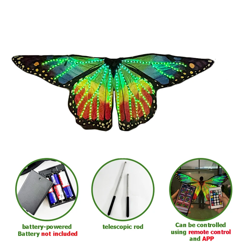 High Quality Colorful Butterfly Wings Performance Accessory Wings Cospay Butterfly Dancing Props Remote App Control LED Wing
High Quality Colorful Butterfly Wings Performance Accessory Wings Cospay Butterfly Dancing Props Remote App Control LED Wing