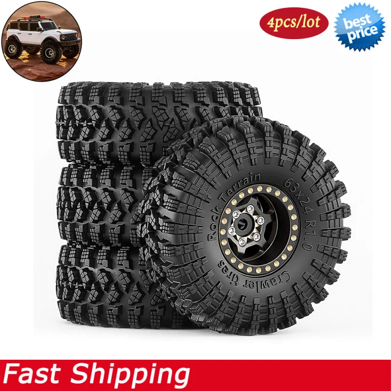 4PCS 1.0" Brass RC Crawler Beadlock Tires and Wheels for 1/18 1/24 Traxxas TRX4M SCX24 Axial SCX24 AX24 FCX24 Upgrade Parts
4PCS 1.0" Brass RC Crawler Beadlock Tires and Wheels for 1/18 1/24 Traxxas TRX4M SCX24 Axial SCX24 AX24 FCX24 Upgrade Parts
