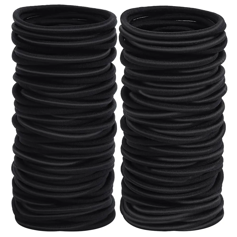 100pcs Black Hair Ties, 4mm Elastic Bands, 2" Diameter, Ouchless for Medium to Thick Hair
100pcs Black Hair Ties, 4mm Elastic Bands, 2" Diameter, Ouchless for Medium to Thick Hair