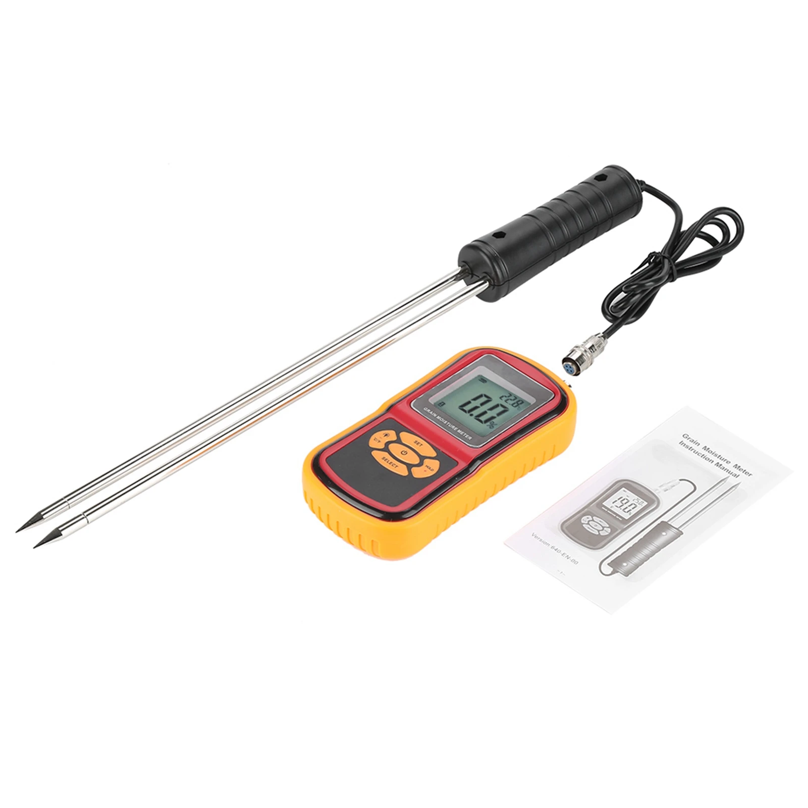 Digital Moisture Meter GM640 Portable Digital LCD Grain Moisture Temperature Meter for Wheat Rice Corn Bean Grain Moisture Meter