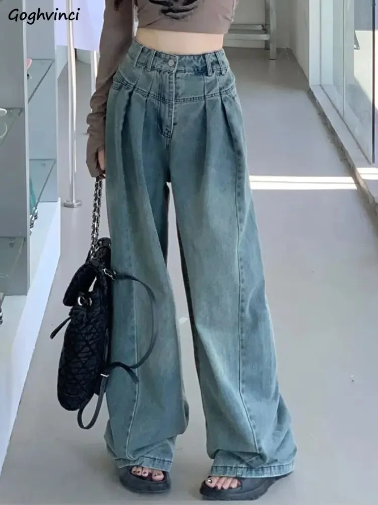 Wide Leg Jeans Women Spring Korean Style High Waist Stylish Vintage Streetwear Washed Simple All-match College Baggy Trousers
Wide Leg Jeans Women Spring Korean Style High Waist Stylish Vintage Streetwear Washed Simple All-match College Baggy Trousers
