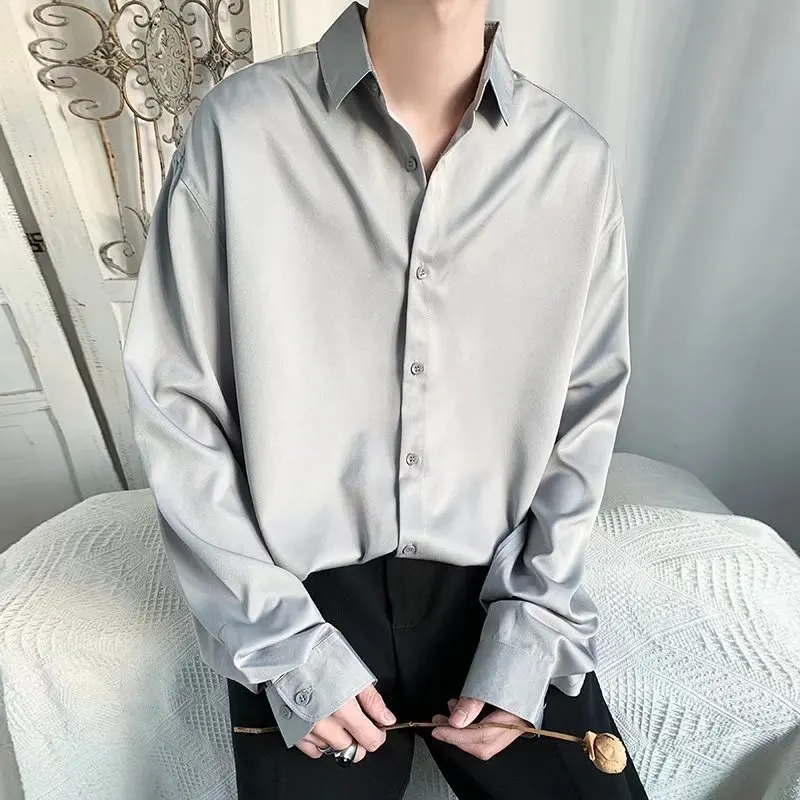 Casual Ice Silk Long Sleeve Oversize Shirt Loose Fit Versatile Simple Design Pure Color Spring Autumn Youth Fashion Button up
Casual Ice Silk Long Sleeve Oversize Shirt Loose Fit Versatile Simple Design Pure Color Spring Autumn Youth Fashion Button up