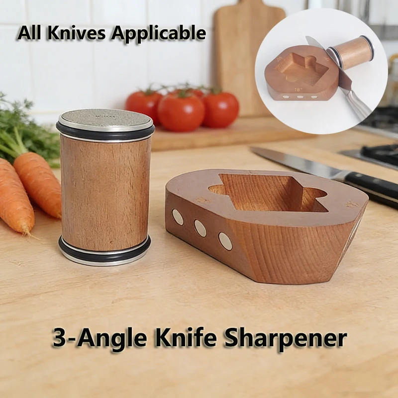 Adjustable Rolling Knife Sharpener 10/12/18° Diamond Grinding Stone Kitchen Knife Sharpening Tool with Non‑Slip Wood Base
Adjustable Rolling Knife Sharpener 10/12/18° Diamond Grinding Stone Kitchen Knife Sharpening Tool with Non‑Slip Wood Base