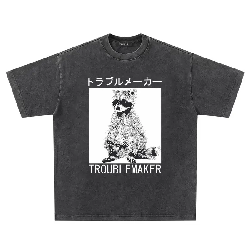Washed Vintage Funny Meme Raccoon Graphic T-shirts Troublemaker Tshirt Men Women Fashion Oversized T Shirts Men's Cotton T Shirt
Washed Vintage Funny Meme Raccoon Graphic T-shirts Troublemaker Tshirt Men Women Fashion Oversized T Shirts Men's Cotton T Shirt