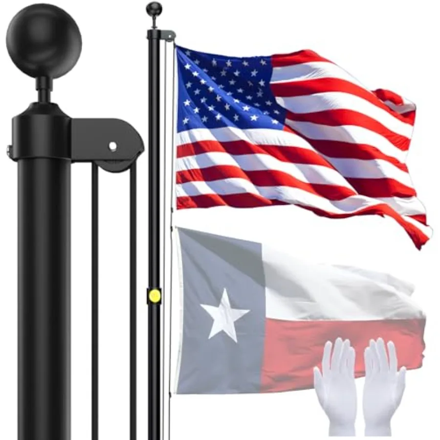 Flag Poles for Outside House in Ground - 20Feet Sectional Aluminum Extra Thick Flagpole with Reinforcing Ring, 5x3 US Flag and
Flag Poles for Outside House in Ground - 20Feet Sectional Aluminum Extra Thick Flagpole with Reinforcing Ring, 5x3 US Flag and
