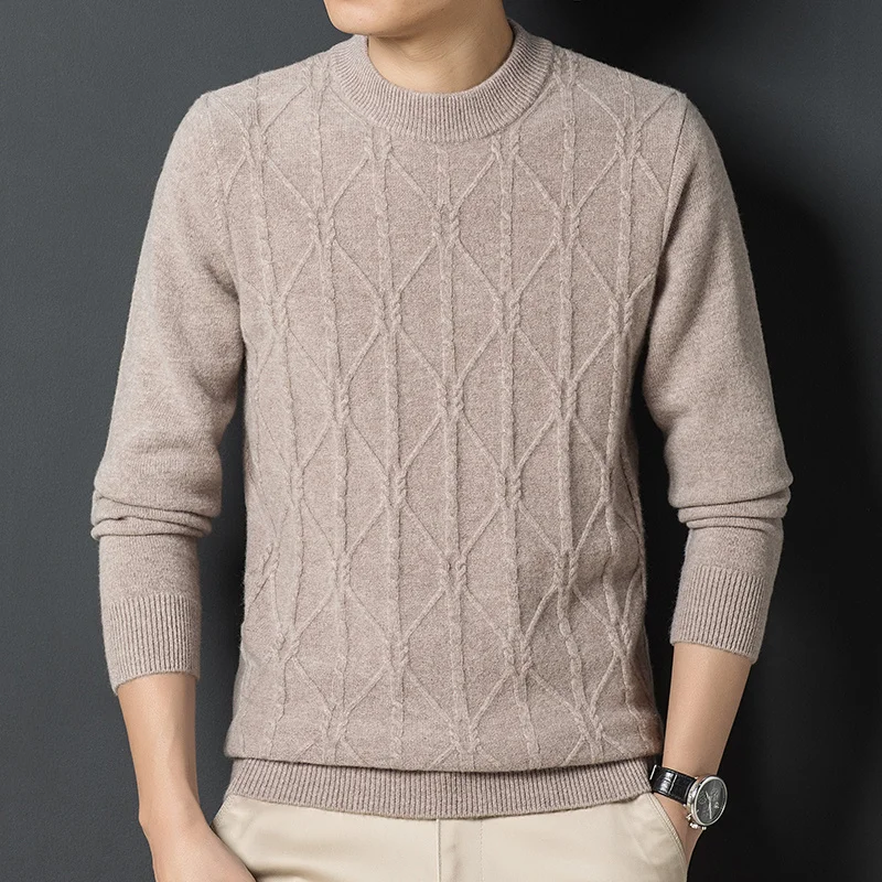 neck Men's 200% pure round wool sweater pullover in autumn and winter thickened warm bottoming shirt.
neck Men's 200% pure round wool sweater pullover in autumn and winter thickened warm bottoming shirt.