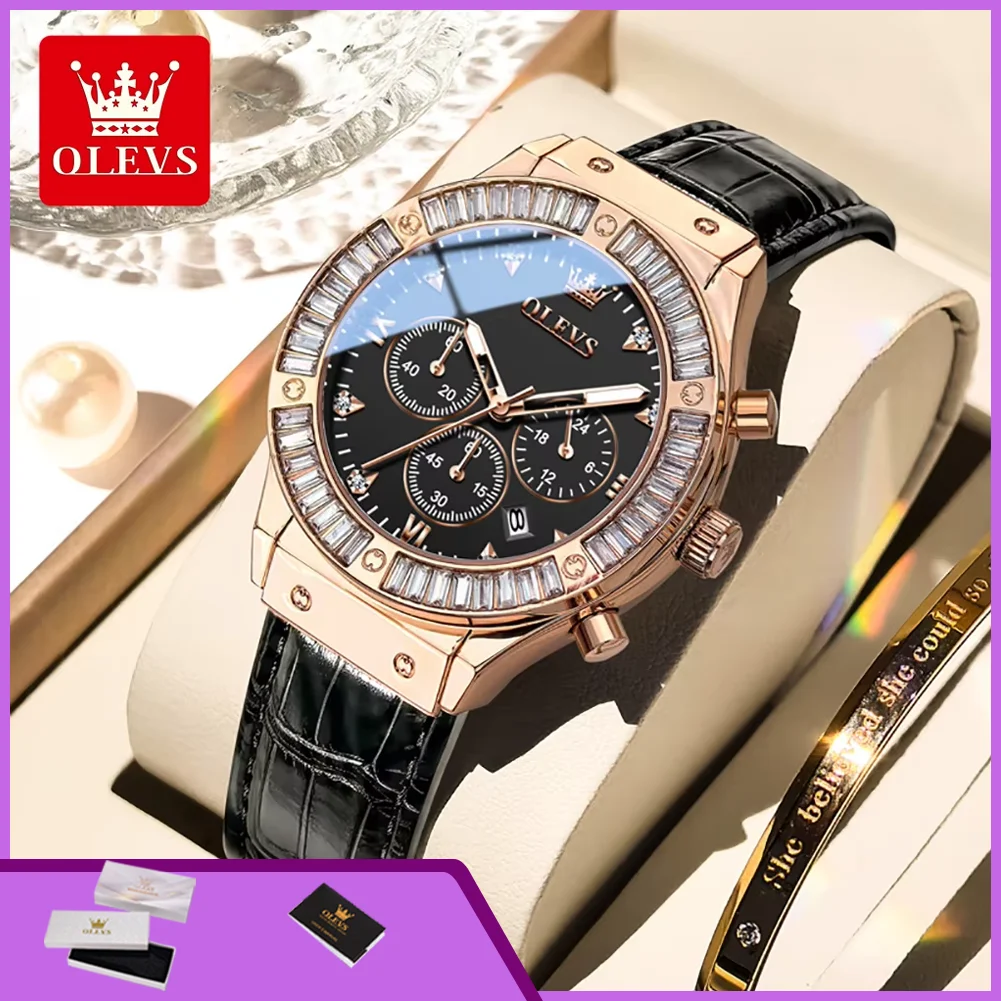 OLEVS 9978 Original Quartz Women's Watch Fashion Leather Strap Luxury Diamond Bezel Waterproof Luminous Chronograph Ladies Watch
OLEVS 9978 Original Quartz Women's Watch Fashion Leather Strap Luxury Diamond Bezel Waterproof Luminous Chronograph Ladies Watch