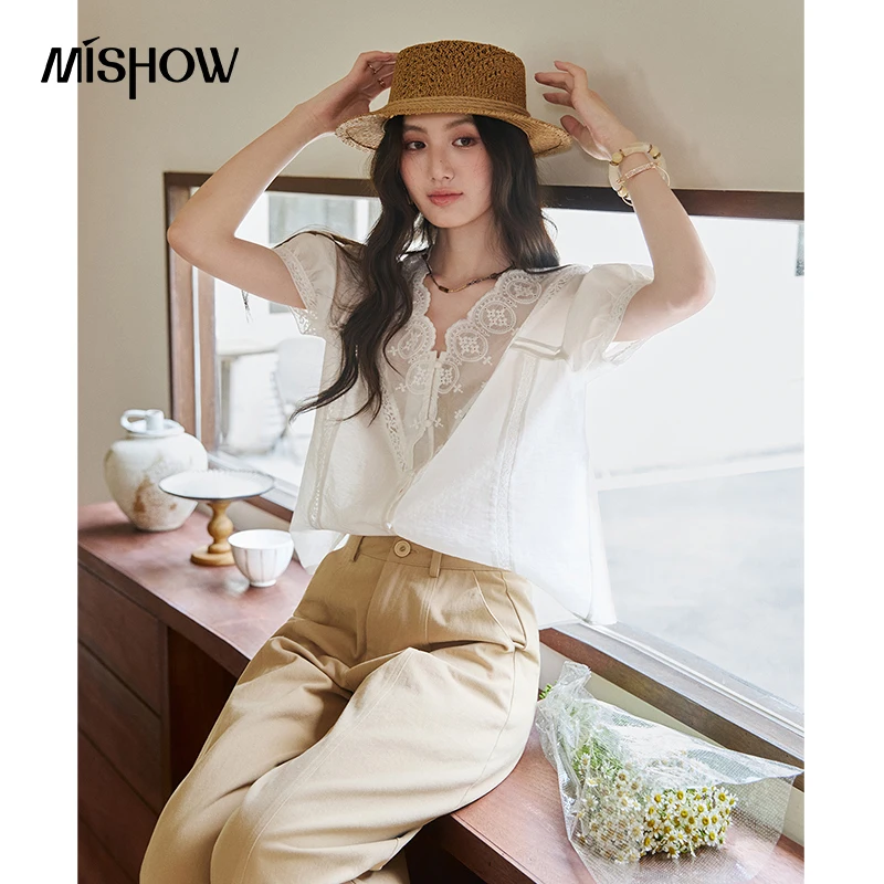 MISHOW Women's Puff Short Sleeve Blouse 2026 Summer Embroidery V Neck Lace Splicing Tops Solid Loose Commuter Blouses MXF20C2519
MISHOW Women's Puff Short Sleeve Blouse 2026 Summer Embroidery V Neck Lace Splicing Tops Solid Loose Commuter Blouses MXF20C2519