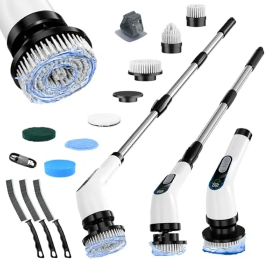Electric Spin Scrubber Cordless Powerful Bathroom Cleaning Brush with Long Handle 2 Speeds 3000mAh Rechargeable 7 Brush Heads W
Electric Spin Scrubber Cordless Powerful Bathroom Cleaning Brush with Long Handle 2 Speeds 3000mAh Rechargeable 7 Brush Heads W