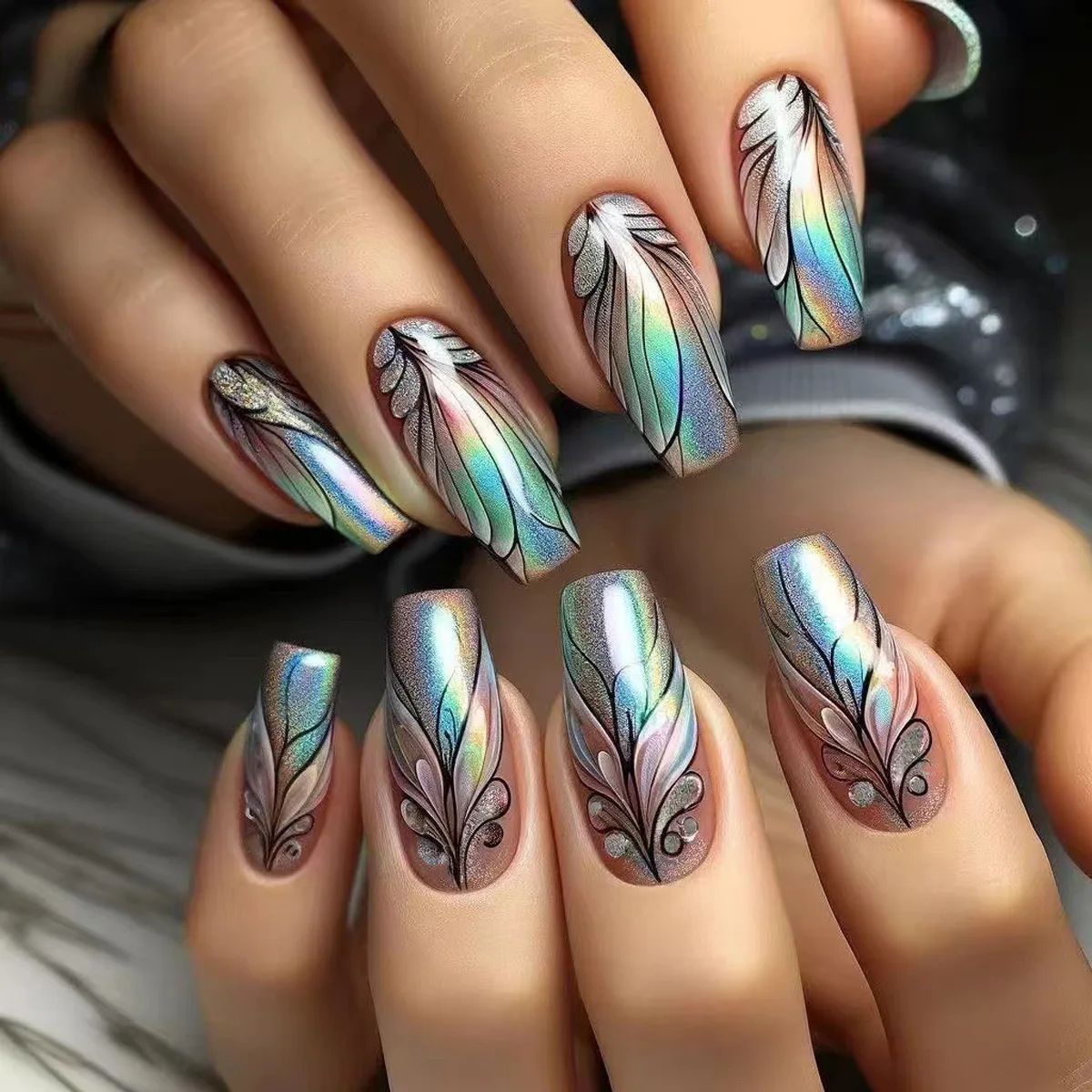 24Pcs Peacock Feather Design French Fake Nails Laser Gradient Ballet Mid-length Square Wearable False Nails Spice Girls Press On
24Pcs Peacock Feather Design French Fake Nails Laser Gradient Ballet Mid-length Square Wearable False Nails Spice Girls Press On