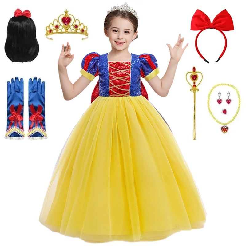 Children's Dresses Snow White Cosplay Costume For Girls Elegant Party Dress Summer Outfits Girl Princess Dress With Accessories
Children's Dresses Snow White Cosplay Costume For Girls Elegant Party Dress Summer Outfits Girl Princess Dress With Accessories