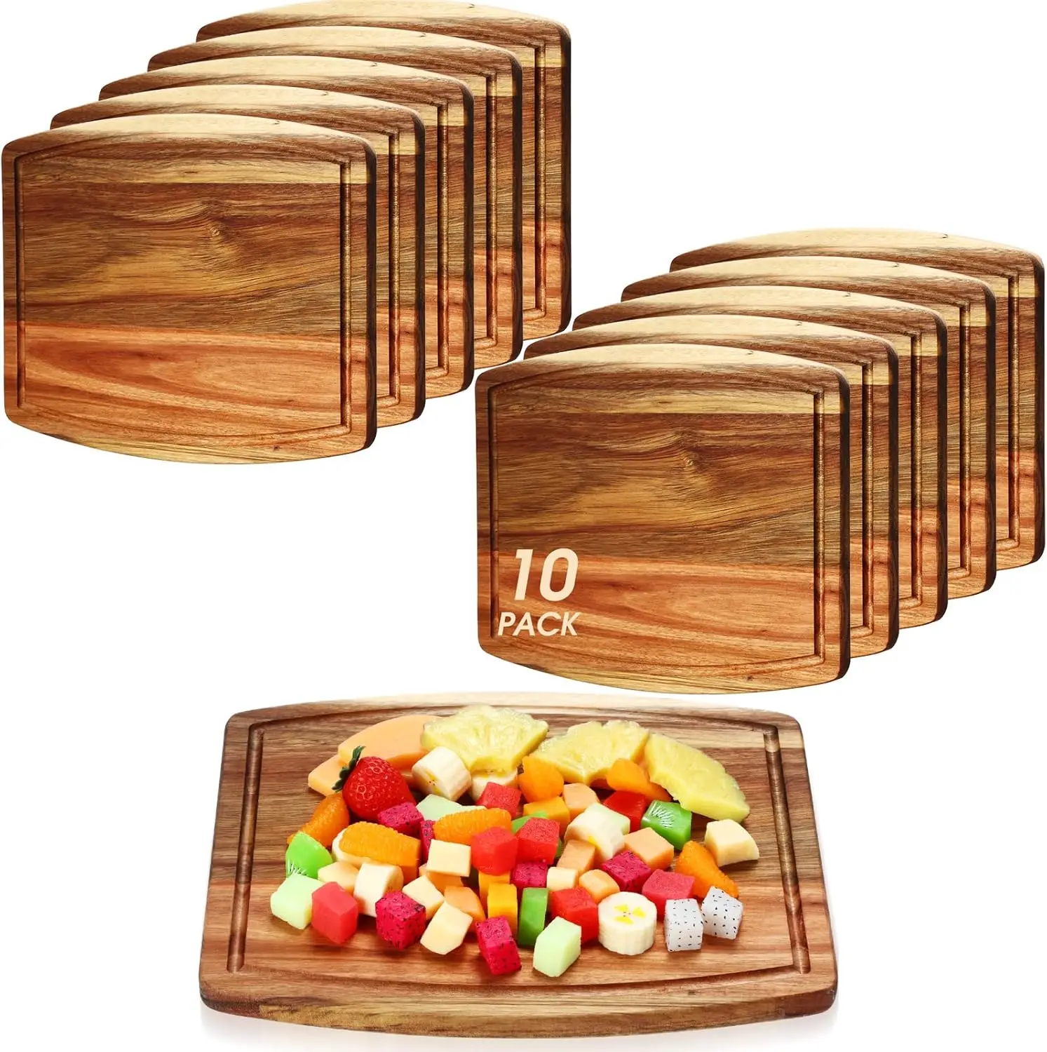 10 Pcs Acacia Wood Cutting Boards with Groove for Laser Engraving, Chopping, and Holiday Gifts (10x12 Inch)
10 Pcs Acacia Wood Cutting Boards with Groove for Laser Engraving, Chopping, and Holiday Gifts (10x12 Inch)