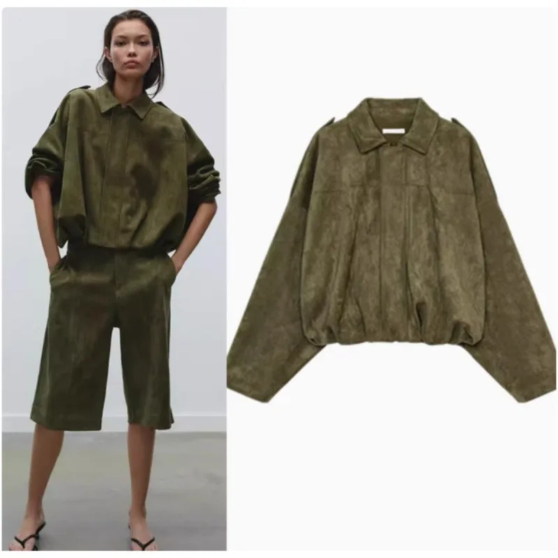 Women's Faux Suede Collar Zipper Bomber Jacket Loose Street Style Fashion Spring Autumn
Women's Faux Suede Collar Zipper Bomber Jacket Loose Street Style Fashion Spring Autumn