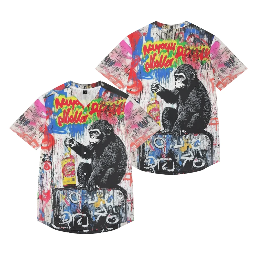 Men Vintage Baseball Jersey Colorful Gorilla Graffiti Printed Streetwear Hip Hop Retro Trendy Sports Breathable Unisex Clothing
Men Vintage Baseball Jersey Colorful Gorilla Graffiti Printed Streetwear Hip Hop Retro Trendy Sports Breathable Unisex Clothing