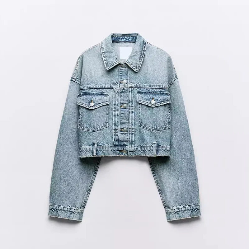 Casual Style Pure Denim Short Jacket Women's Outerwear ZADATA Brand Loose Fit Long Sleeve Collar Button Closure Coat
Casual Style Pure Denim Short Jacket Women's Outerwear ZADATA Brand Loose Fit Long Sleeve Collar Button Closure Coat