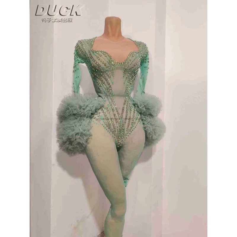 Halloween Cosplay Mint Green Mesh Bodysuit Sexy Singer Guest Dress DJ Performance Outfit Drag Queen Costume
Halloween Cosplay Mint Green Mesh Bodysuit Sexy Singer Guest Dress DJ Performance Outfit Drag Queen Costume