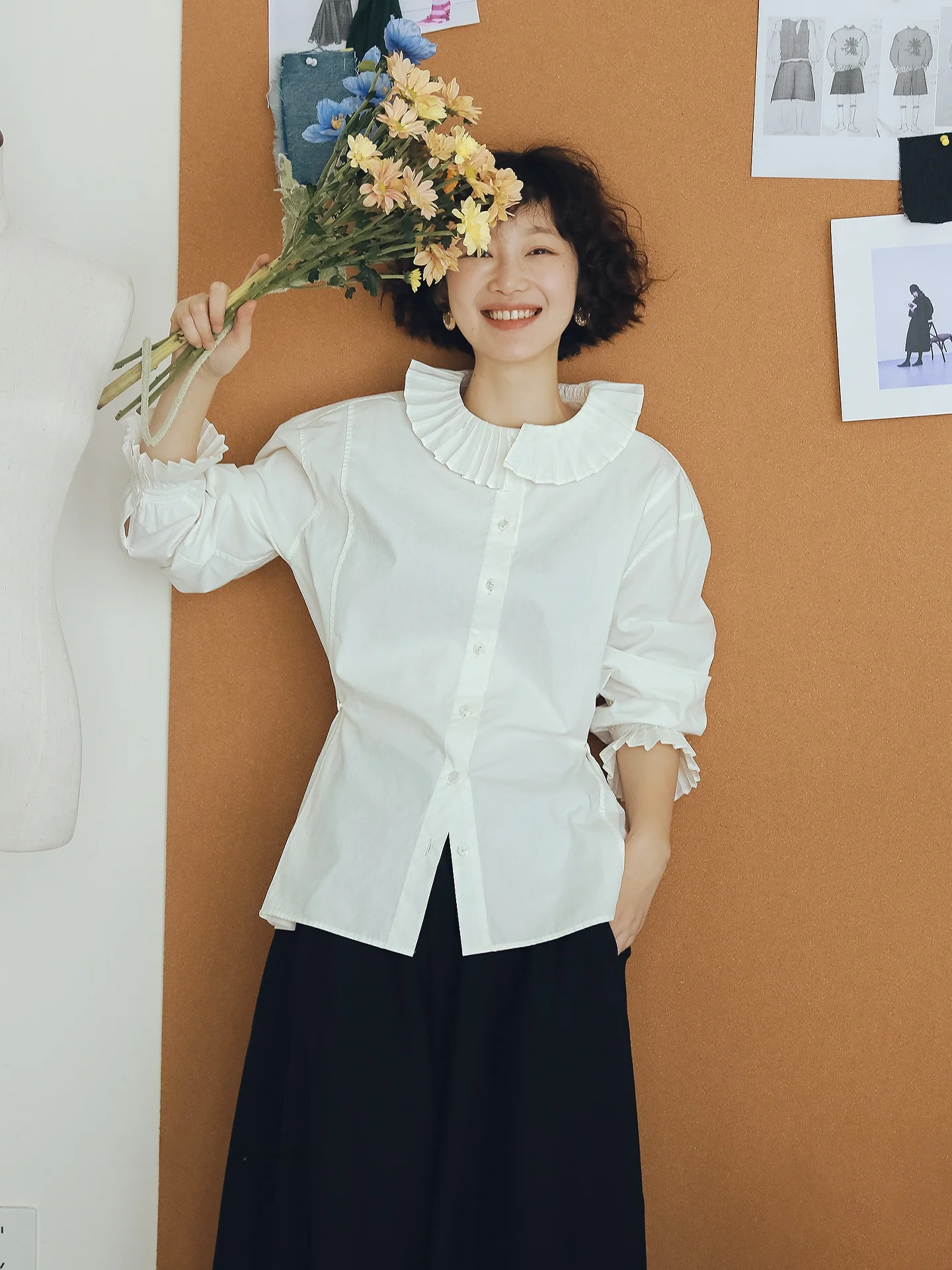 Ele Accordion Pleat Women's irt Doll Collar Slimming Top French Sle Pure Cotton Long Sve Casual Faion
Ele Accordion Pleat Women's irt Doll Collar Slimming Top French Sle Pure Cotton Long Sve Casual Faion