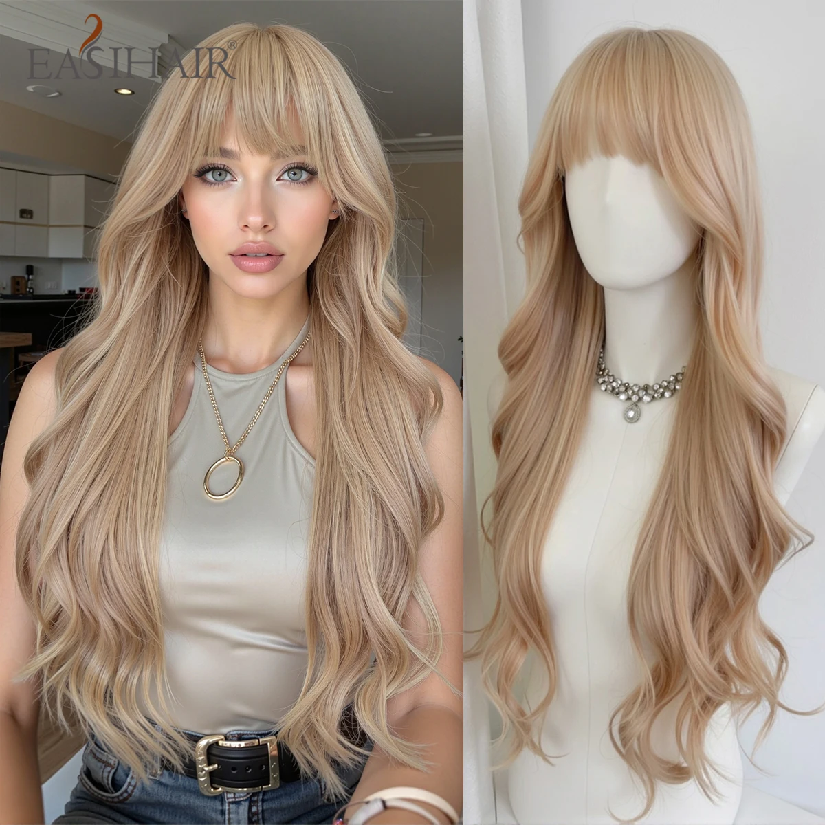 EASIHAIR Beige Blonde Wavy Synthetic Wigs for Women 30in Long Natural Wave Light Golden Wigs Daily Use Cosplay Hair With Bangs
EASIHAIR Beige Blonde Wavy Synthetic Wigs for Women 30in Long Natural Wave Light Golden Wigs Daily Use Cosplay Hair With Bangs
