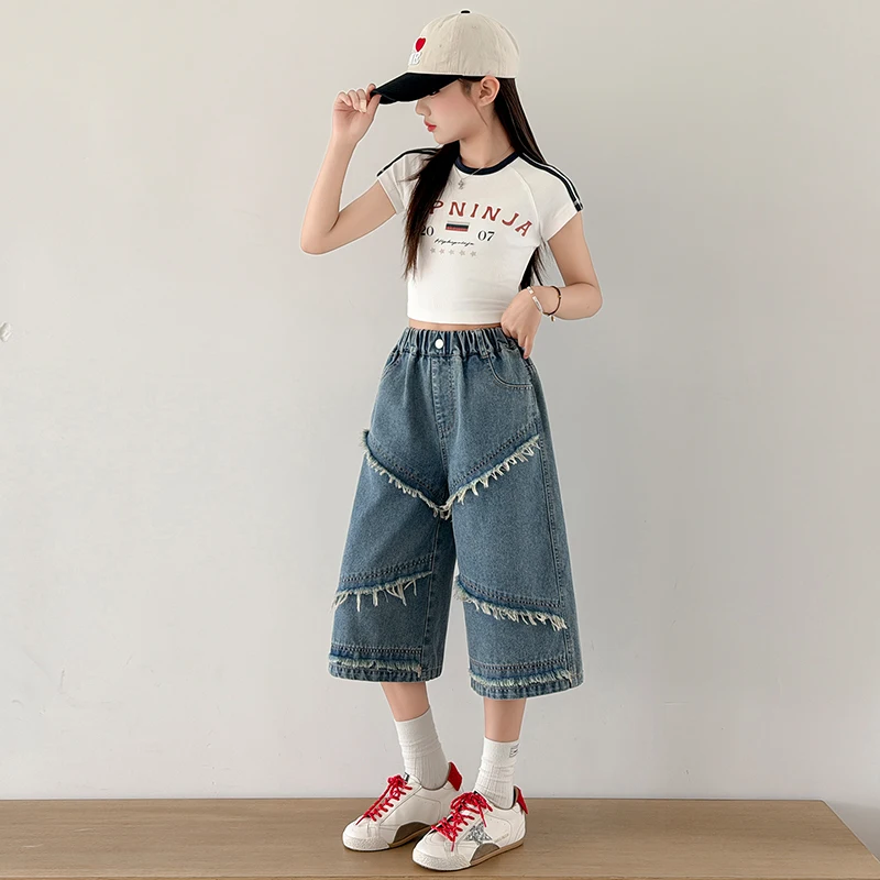 2026 children's summer fringed jeans patchwork spring girls' sports shorts autumn boys' wide leg pants
2026 children's summer fringed jeans patchwork spring girls' sports shorts autumn boys' wide leg pants