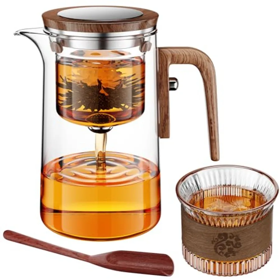 Enchanti Tea Pot, One Touch Glass Teapot with Infuser, Tea Maker for Loose Leaf Tea, Tea Gifts Set -27oz/800ml
Enchanti Tea Pot, One Touch Glass Teapot with Infuser, Tea Maker for Loose Leaf Tea, Tea Gifts Set -27oz/800ml