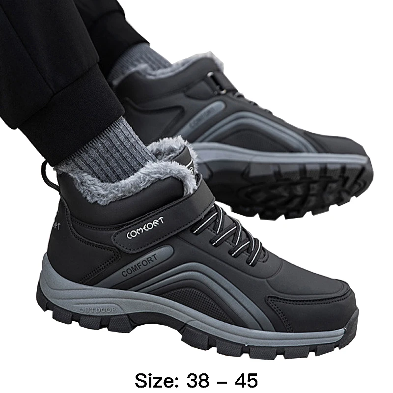 High quality high top leather snow boots for men waterproof 2024 winter outdoor hiking mountain fur plush warm shoe black grey
High quality high top leather snow boots for men waterproof 2024 winter outdoor hiking mountain fur plush warm shoe black grey