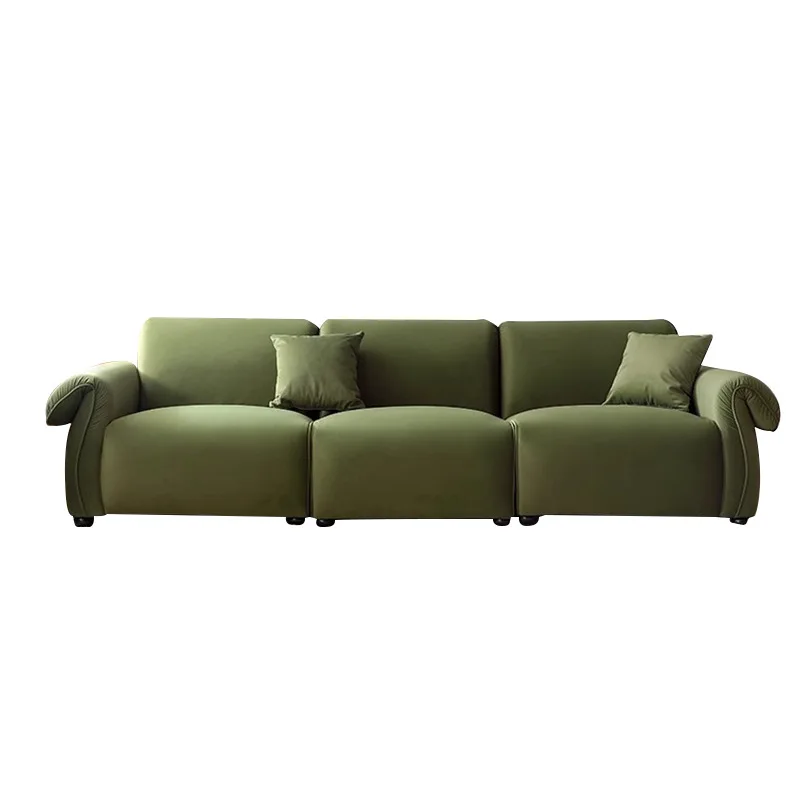 French retro living room Italian wabi-sabi wind, velvet green creative straight row three or four octopus sofa
French retro living room Italian wabi-sabi wind, velvet green creative straight row three or four octopus sofa