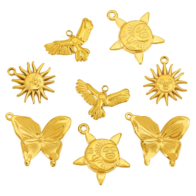 5pcs Stainless Steel Butterfly Sun Smiling Face Pendant Suitable for DIY Earrings Neck DIY Jewelry Making Materials Accessories
5pcs Stainless Steel Butterfly Sun Smiling Face Pendant Suitable for DIY Earrings Neck DIY Jewelry Making Materials Accessories